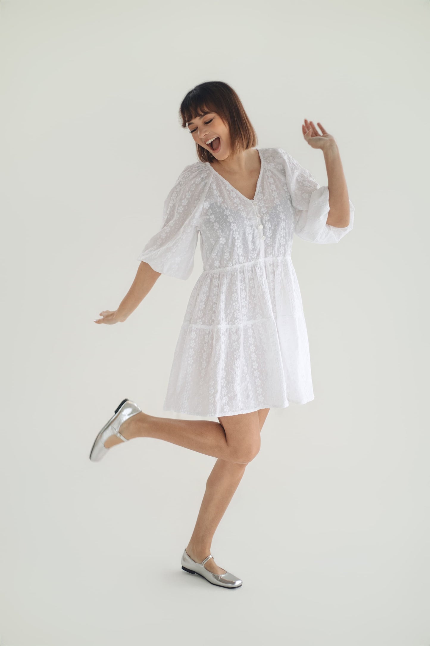 THE CARRIE DRESS - WHITE ANGLAISE