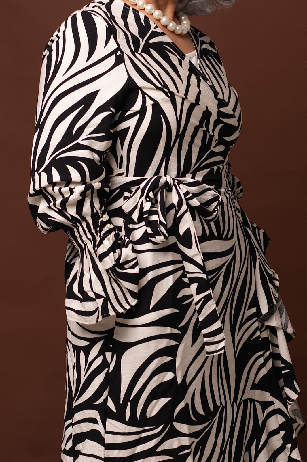THE CLAIRE DRESS - CREAM/BLACK PRINT