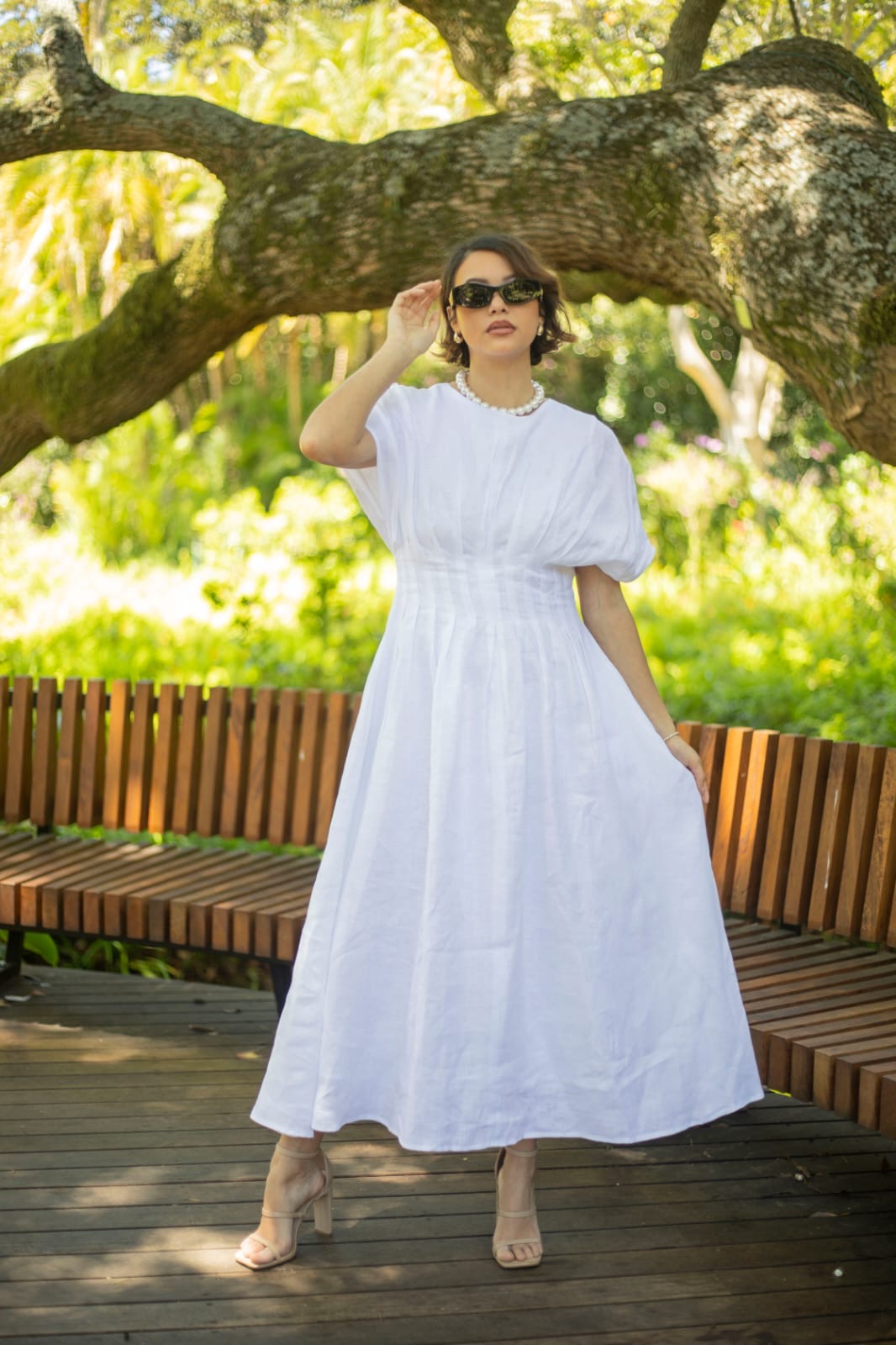THE RAINA DRESS IN WHITE LINEN
