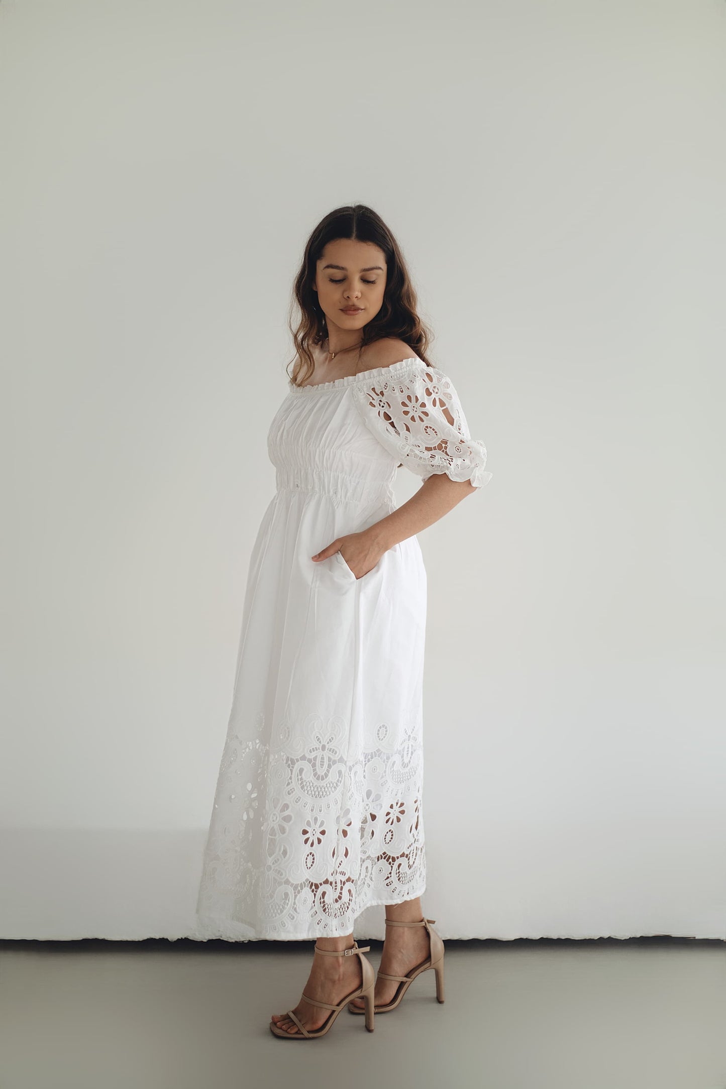 THE ABBEY DRESS - LIMITED EDITION WHITE ANGLAISE