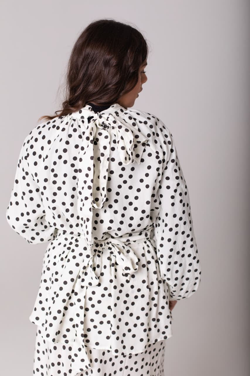 THE RIZ BLOUSE - CREAM POLKA DOT