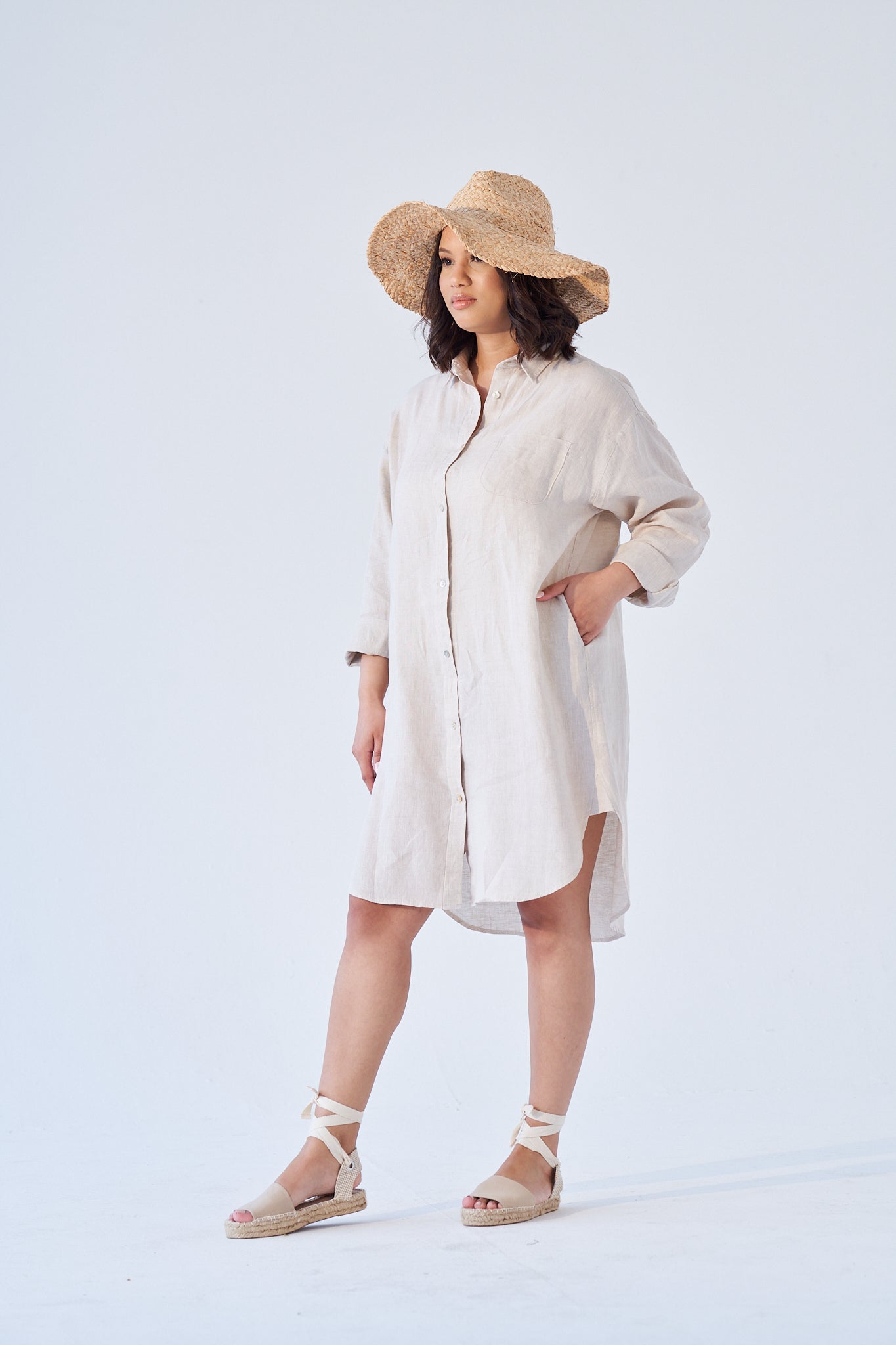 BLEU SHIRT DRESS IN STONE