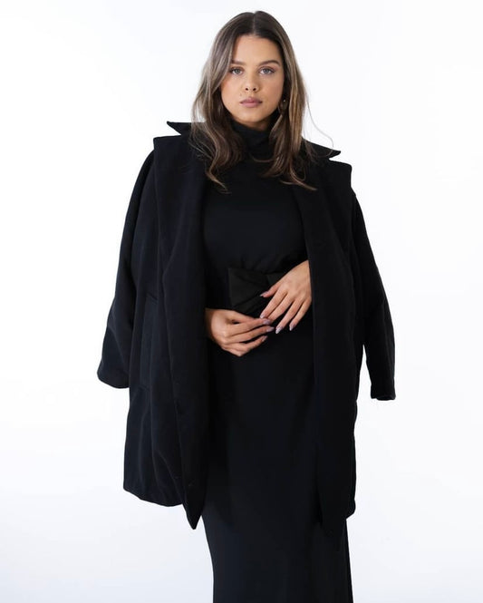 MELTON COAT - BLACK
