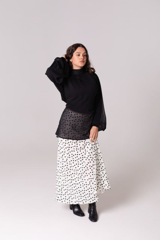 THE RIZ BLOUSE - BLACK SHEER