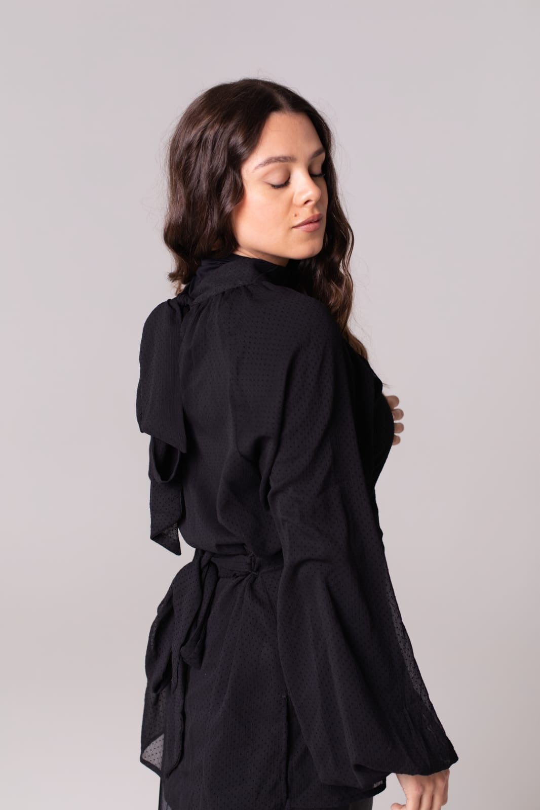 THE RIZ BLOUSE - BLACK SHEER