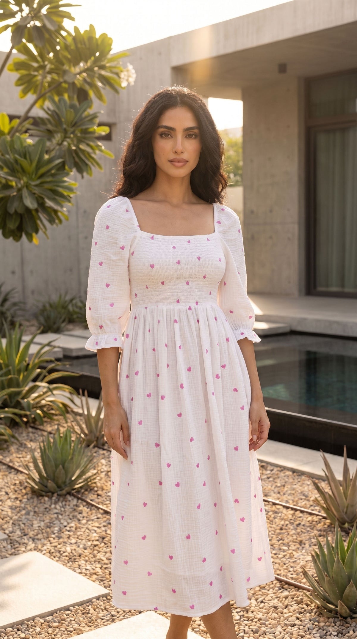 THE TIA DRESS - PINK HEARTS