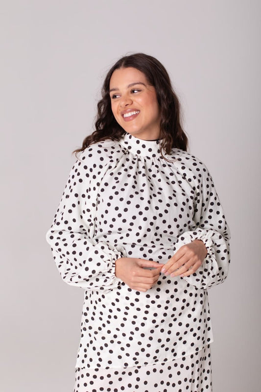 THE RIZ BLOUSE - CREAM POLKA DOT