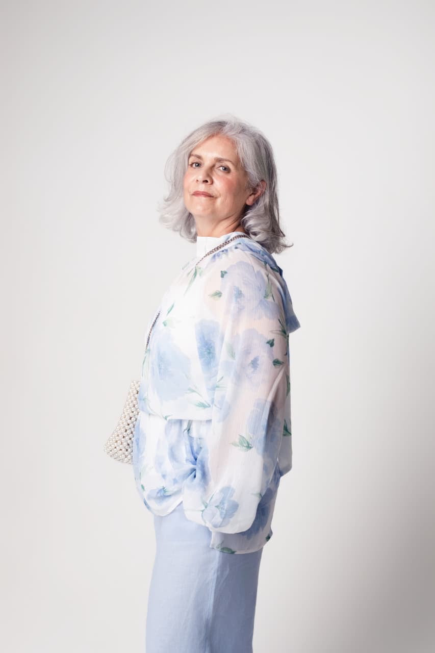 THE RIZ BLOUSE - BLUE FLORAL