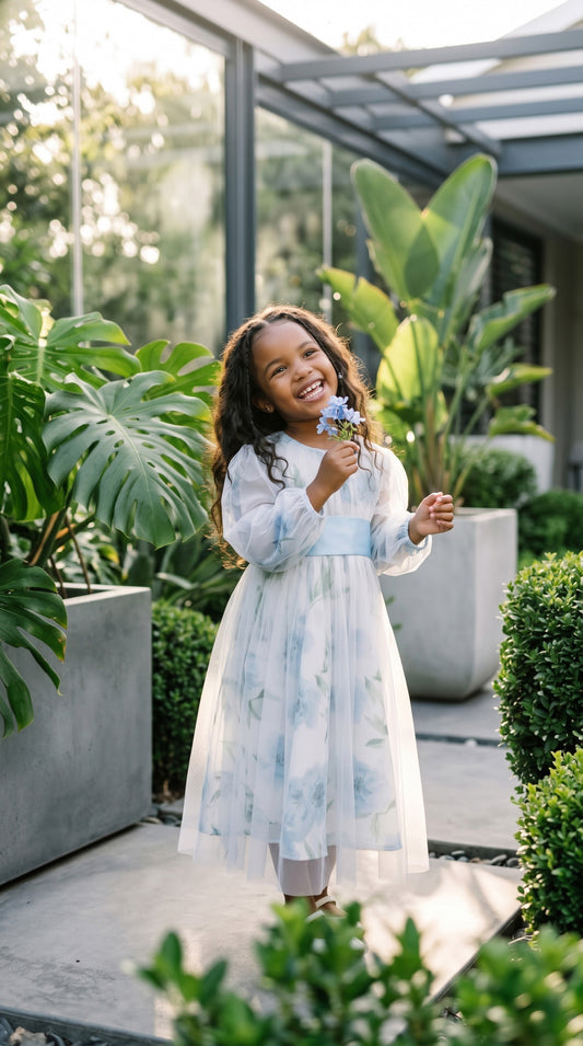THE TALIAH DRESS - BLUE FLORAL