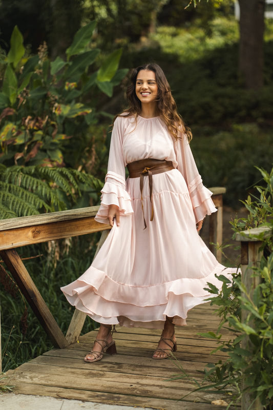 THE ALAIA DRESS IN PEACHY PINK