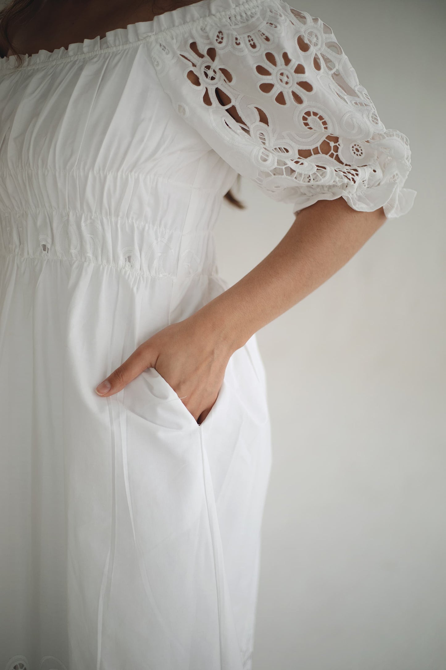 THE ABBEY DRESS - LIMITED EDITION WHITE ANGLAISE