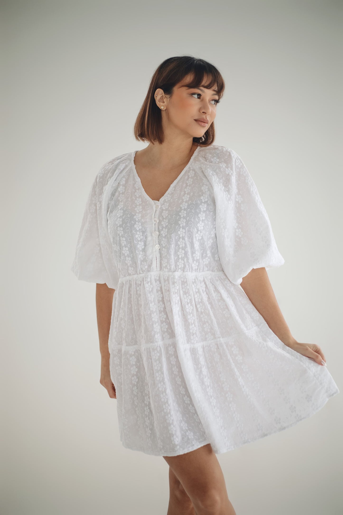 THE CARRIE DRESS - WHITE ANGLAISE