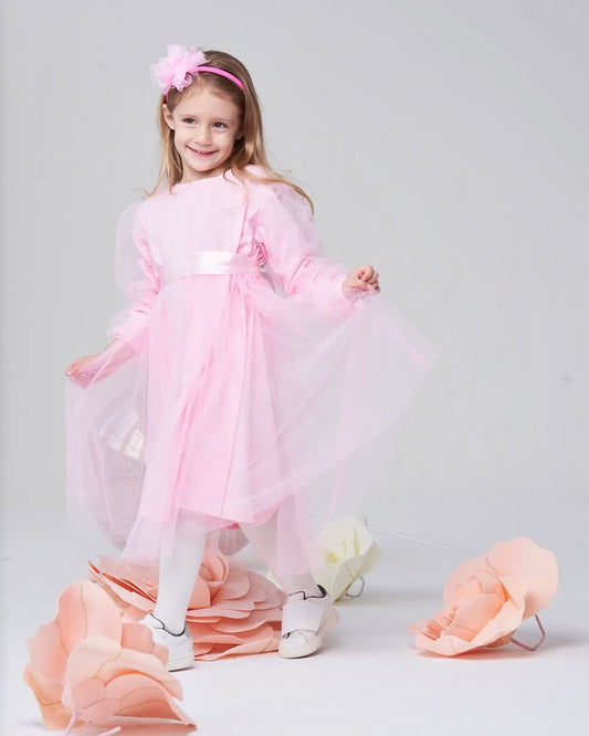 GIRLS TALIAH DRESS IN PALE PINK