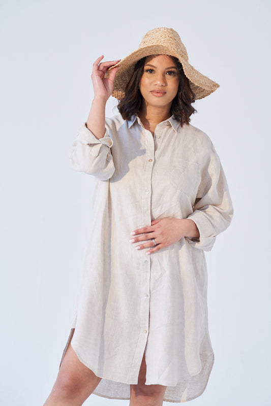 BLEU SHIRT DRESS IN STONE