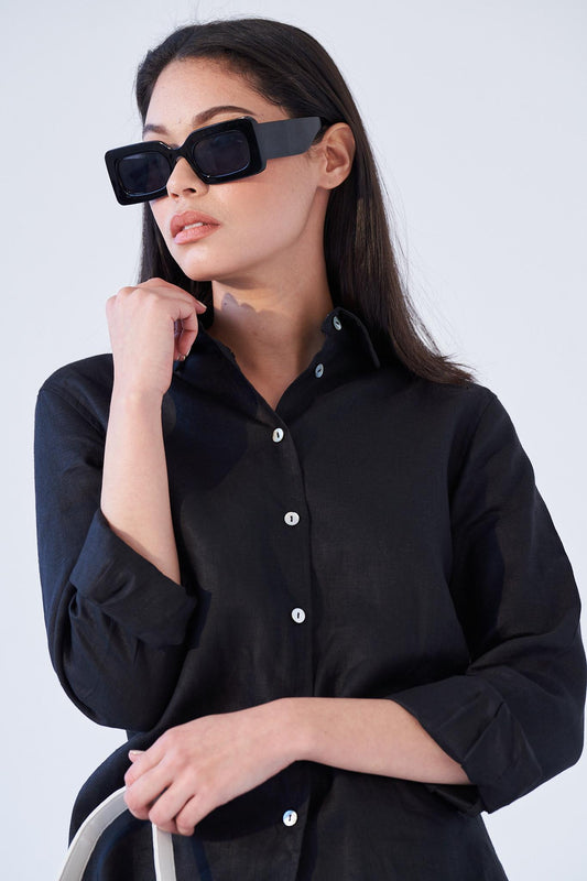 LINEN SHIRT IN BLACK