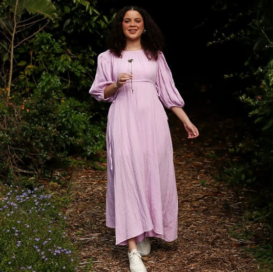 SADIE MATERNITY DRESS IN LILAC