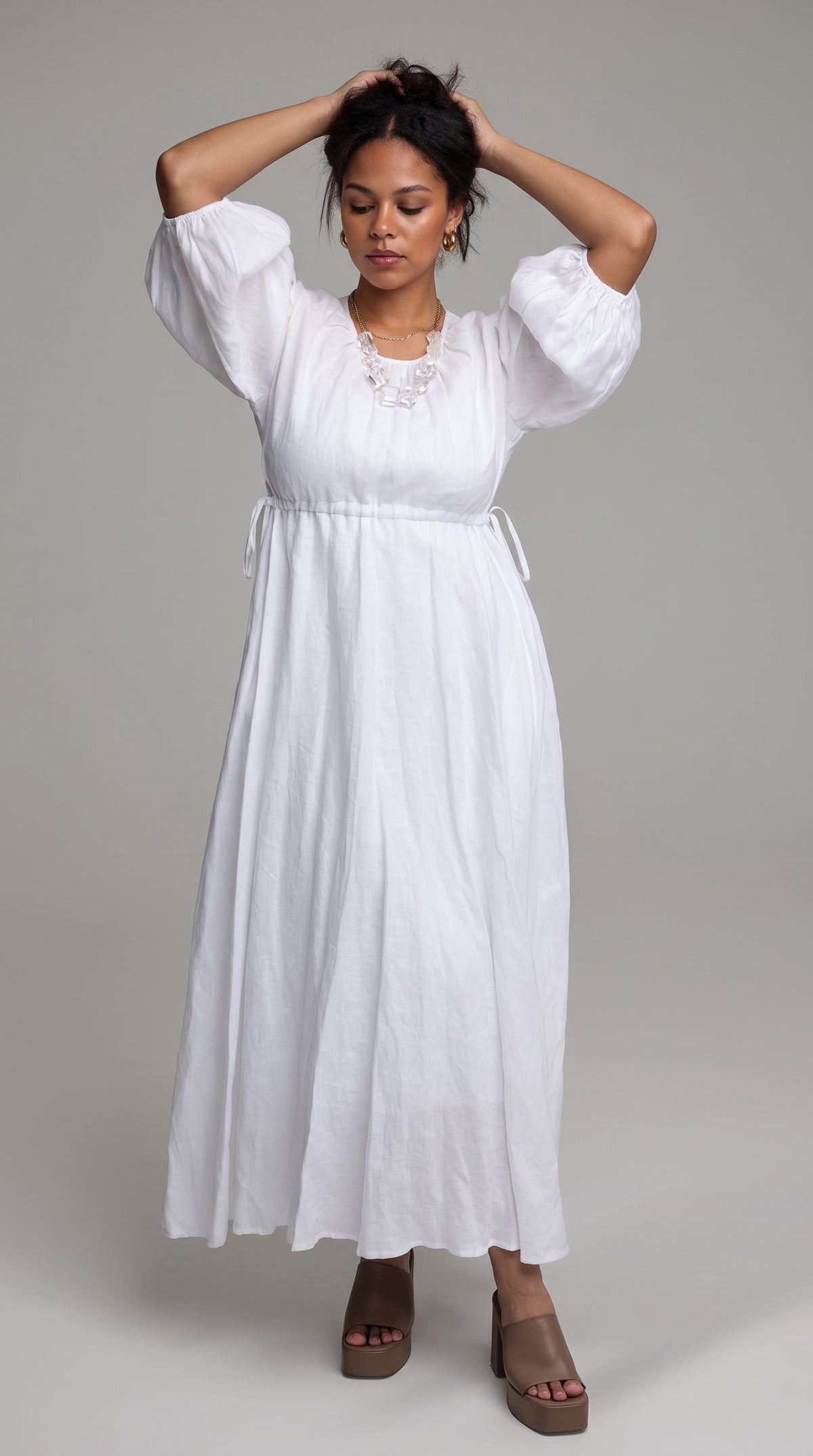 SADIE MATERNITY DRESS IN WHITE