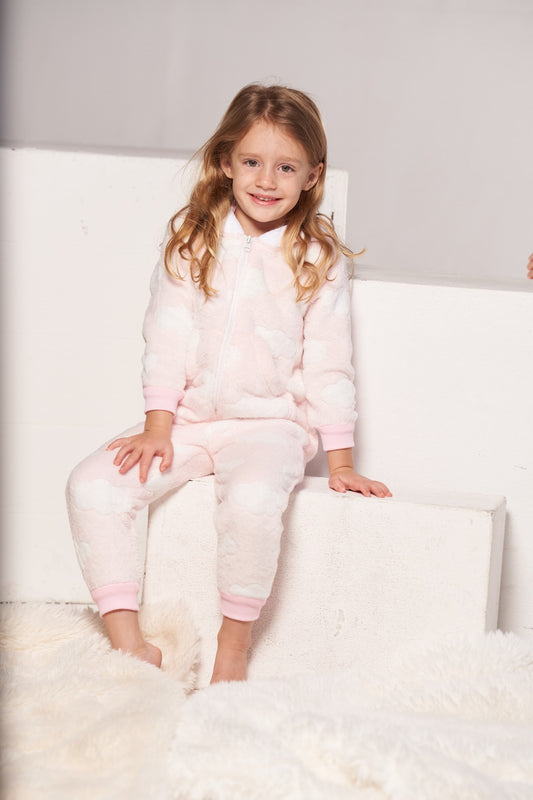 KIDS ONESIE IN PALE PINK CLOUD